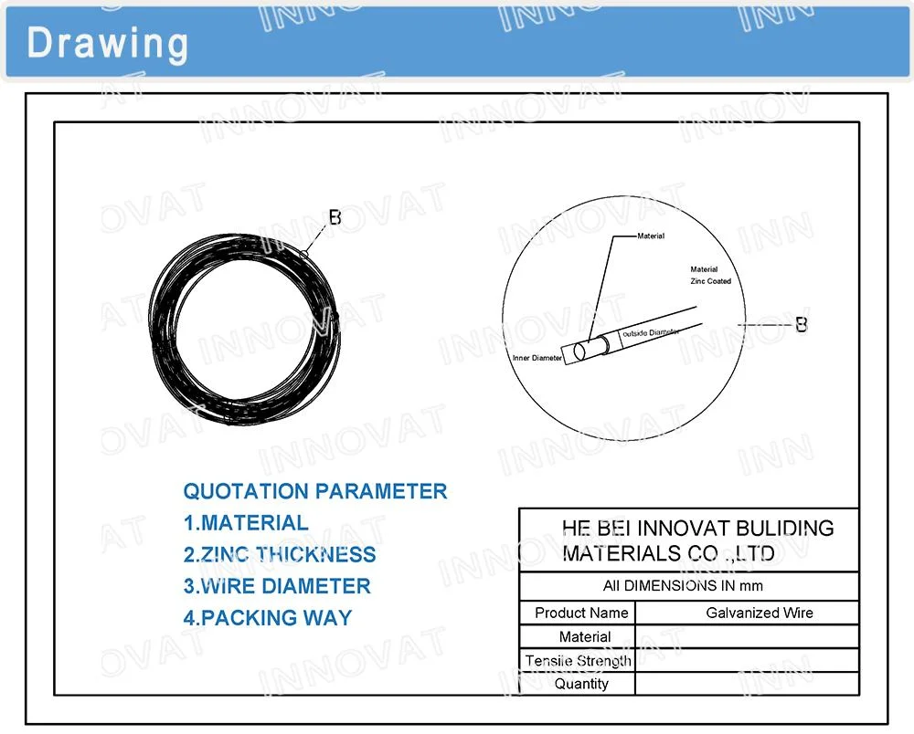 5%Al 95% Zinc Galfan Coated Wire 10% Al 90% Zinc Galfan Coated Wire220G/M2-280G/M2 320G/M2-380G/M2 Ungalvanized Steel Wire Rope