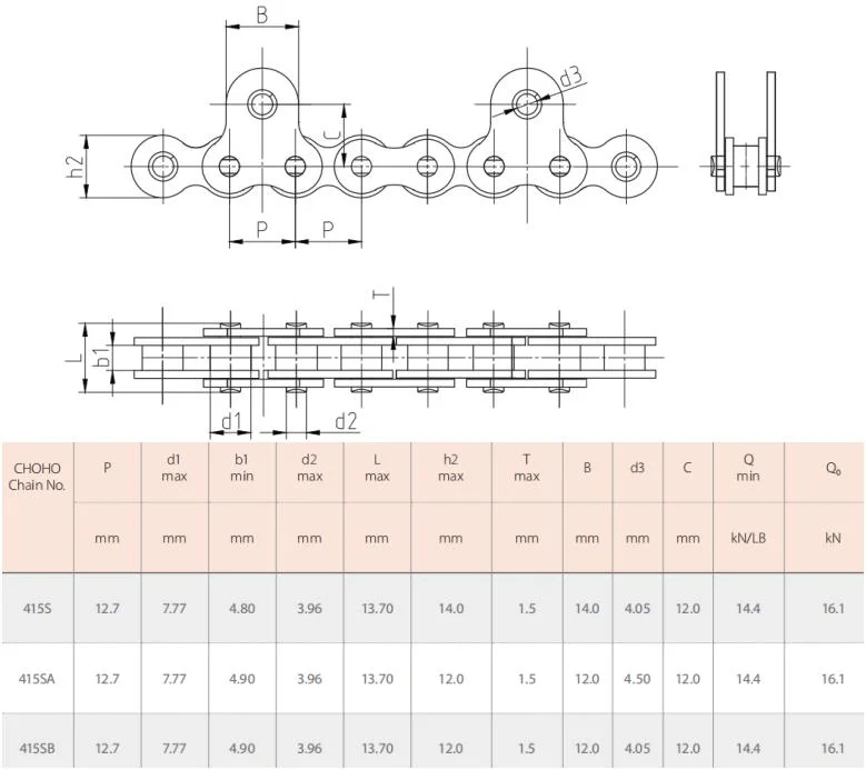 Lifting Chain Stainless Steel Timing Chain Link Short Link Alloy ISO/TUV/SGS Rice Harvester Roller Chain